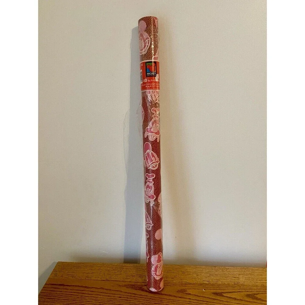 Vtg Cleo Gift Wrap Mickey Minny Mouse Goofy Pluto 90s Disney Red Paper Roll 40ft